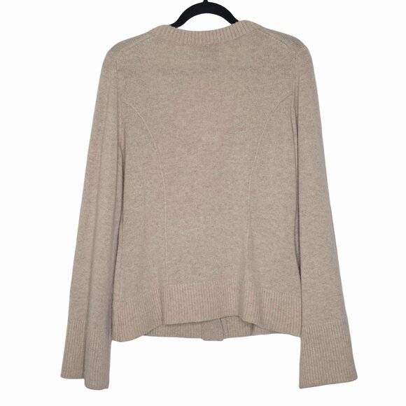 Reformation Karina Regenerative Wool Linen Tan Scoop Neck Cardigan Size L - Picture 8 of 12